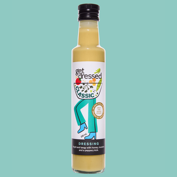 Classic Dressing ingredients label — extra
virgin olive oil, no seed oils, gluten free