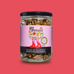 Golden Spice Crunch ingredients — walnuts, turmeric,
chilli, no additives