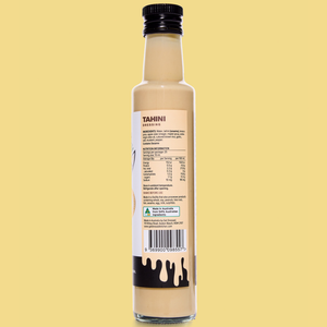 Tahini Dressing ingredients — tahini, lemon, apple cider vinegar